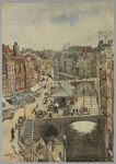 30757 Gezicht op de Oudegracht met de Vismarkt te Utrecht vanuit de hoekkamer op de tweede verdieping van het stadhuis, ...